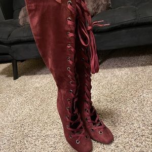 Yoki - Lace-up Knee High Boots
